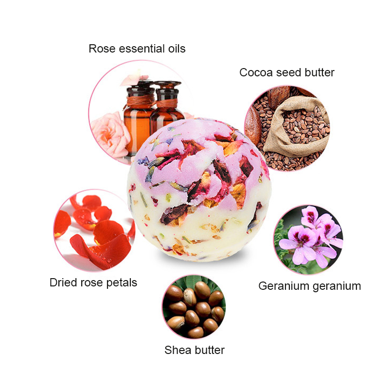 OEM Luxury Gift Set Vegan Natural Cbd Organic Rose Lavender Dried Flowers Petals Bath Bombs Wholesale